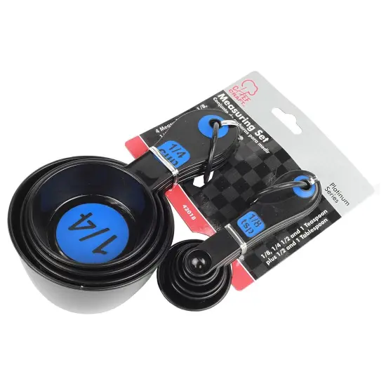 Chef Craft 10 Piece Easy Read Measuring Cups & Spoons Set - Black / Blue {4}