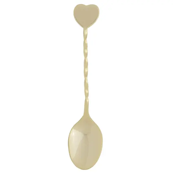 HIC Heart Shaped Handle 4.5" Gold-Plated Demi Spoon - Great for Coffee, Tea, Desserts and more {1}