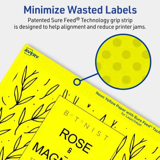 Avery Neon Yellow Paper Labels, 5" x 8-1/8" Rectangle {4}