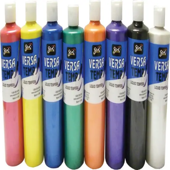 Sax Versatemp Heavy-Bodied Tempera Paint, 1 Pint Bottles, Assorted Pearlescent Colors, Set of 8 {3}