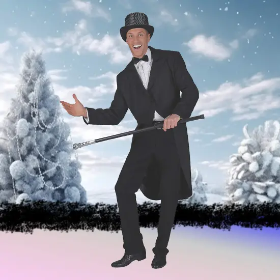 Black Tailcoat Costume Adult Long Jacket Formal Halloween Wear {2}