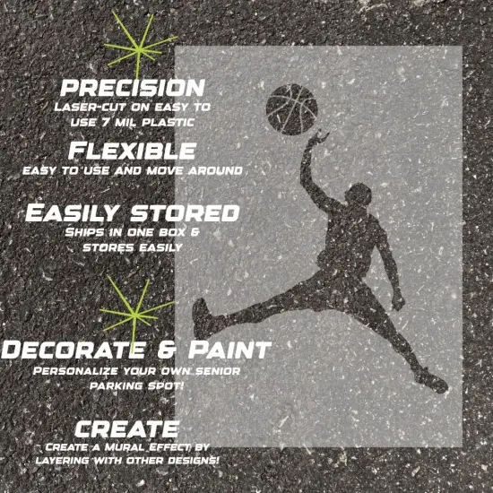 Men's Basketball Player Parking Space Stencil | High School Senior Parking Spot Stencil | Reusable Stencil | Stencil Ease | {3}