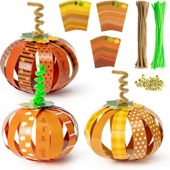 36Pcs Halloween Pumpkin Craft Kit DIY Fall,Paper Strip Pumpkin Craft {1}