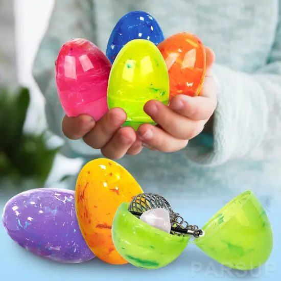 6PCS Easter Eggs with Crystal Gem Stones for Easter Theme Party Favors, Supplies for Easter Egg Hunt, Basket Stuffers/Fillers 1.5 x 1.5 x 2.4 inches {4}