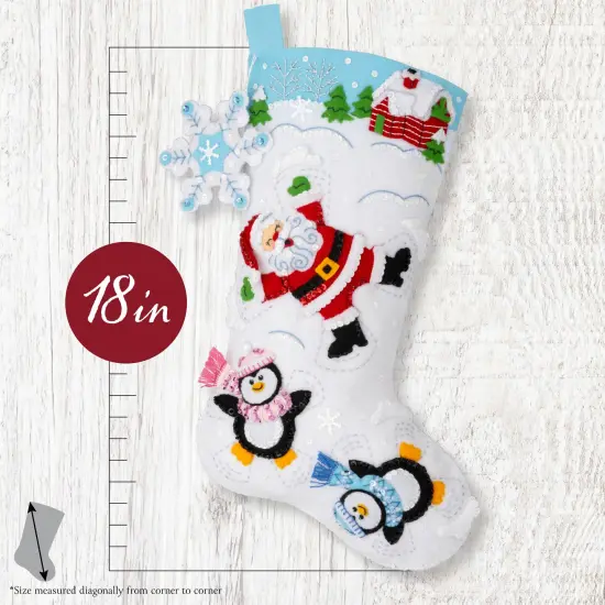 Bucilla Felt Stocking Applique Kit 18" Long-Snow Angel Friends {5}