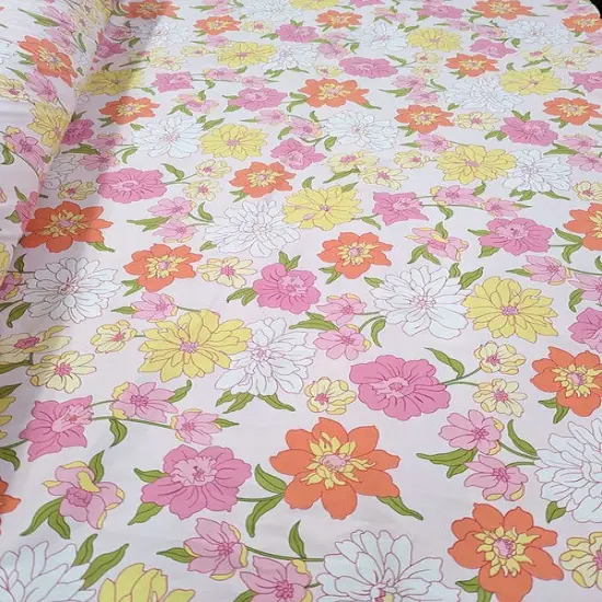 1 Yard Multicolor Blooming Garden Cotton Fabric Floral Stretch Print, 44/45&Prime; Wide for Sewing & Crafts {2}