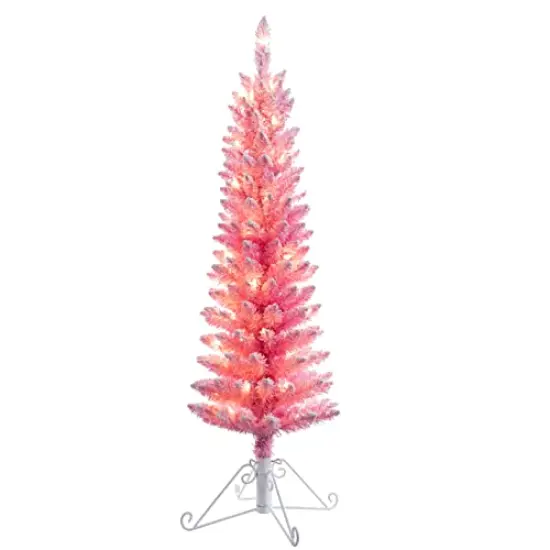 Haute Decor 4 Foot Prelit Cotton Candy Flocked FIR Christmas Tree with 50 Incandescent Lights {7}