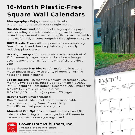 Empire State | New York Places | 2026 12 x 24 Inch (Hanging) Monthly Square Wall Calendar | Plastic-Free {6}