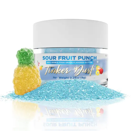 Bakell - Sour Fruit Punch Flavored Tinker Dust (8g, 1x Jar) Edible Glitter Blended Candy Topping {1}