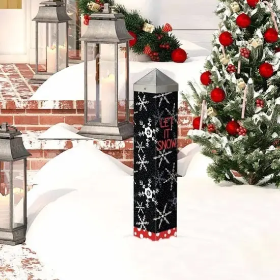 Snowflakes and Polk Dots Art Peace Pole 20 Inches Tall Let It Snow {2}
