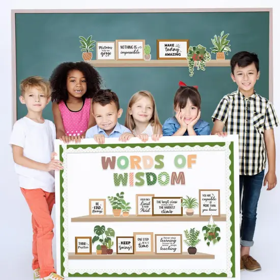 63pcs Bookshelf Bulletin Board Decorations - Plant {5}