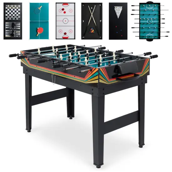 Best Choice Products 2x4ft 10-in-1 Combo Game Table Set w/ Hockey, Foosball, Pool, Shuffleboard, Ping Pong Arcade {1}