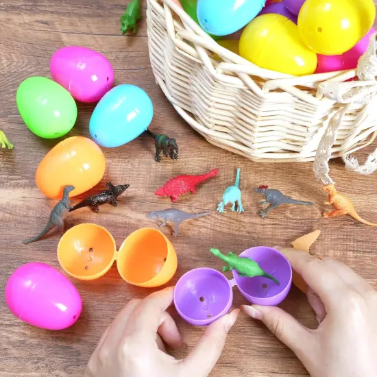 Easter Eggs with Mini Dinosuar for Kids, 24pcs Easter Basket Stuffers Easter Egg Hunt Filler Easter Classroom Prize Party Favor Supplies {2}