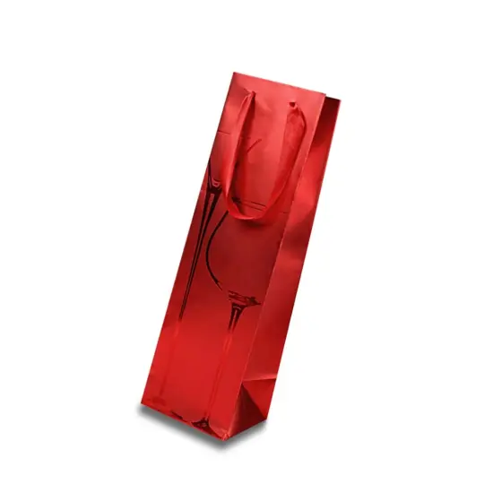 Metallic Red Wine Tote Bags 4 1/8'' X 4 1/8'' X 14 1/4'' {4}