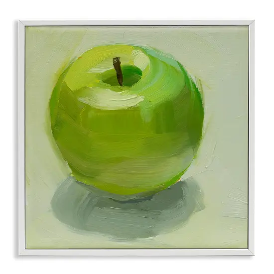 Stupell Industries Juicy Green Apple Framed Giclee Wall Art Design by Jenny Westenhofer {1}