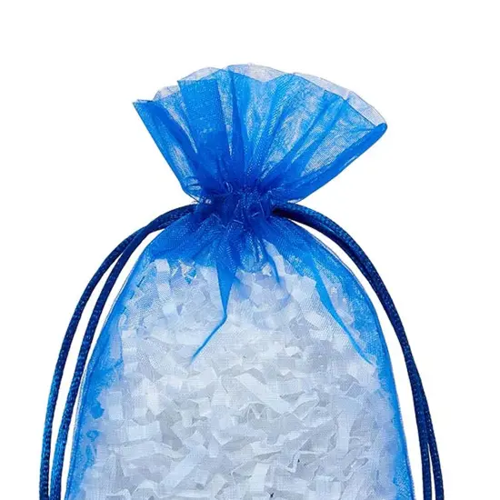 Flat Bottom Organza Bags 5 1/2 '' X 1 1/2 '' X 10 1/2 '' for DIY Gift Bags Royal Blue {5}