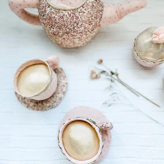 FLORAL STUFFED TOY TEA SET BY MON AMI Pink {3}