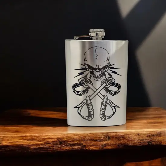 8oz Lineman 3 Stainless Steel Flask {3}