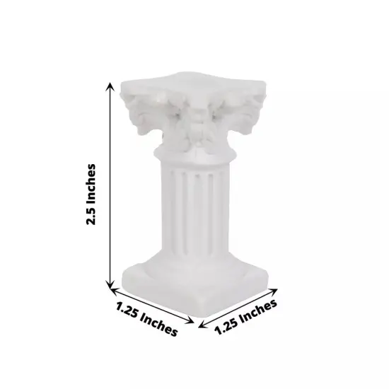 6 White Resin Mini Roman Column Taper CANDLE HOLDERS Set Party Events Supplies {3}