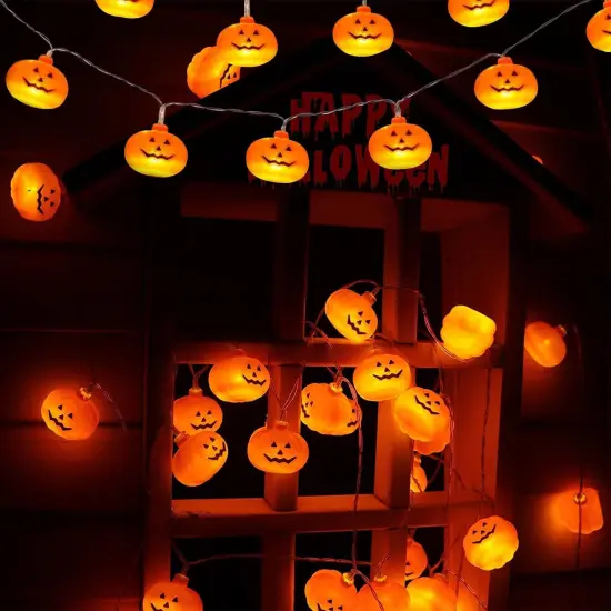 Halloween Big Pumpkin String Lights - 10ft , 20pcs Pumpkins {5}