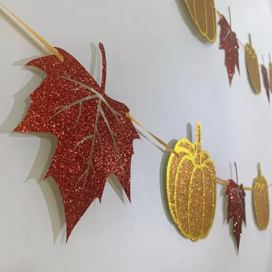 Pumpkin and Maple Leaves Sign Garland {2}