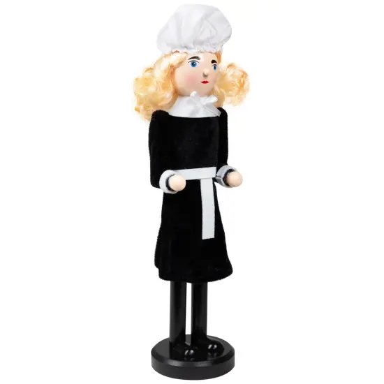 Northlight Pilgrim Woman Thanksgiving Fall Harvest Wooden Nutcracker Decoration - 14" White {4}
