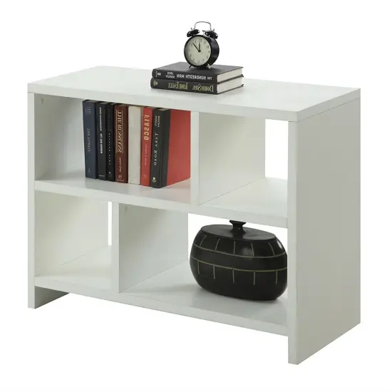 Stylish White 2-Shelf Bookcase Console Table for Living Room Decor {2}