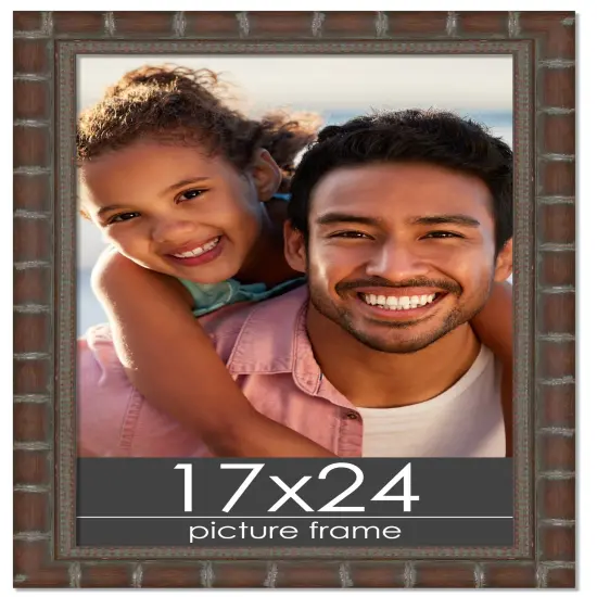 17x24 Modern Bamboo Picture Frame with UV-Resistant Acrylic & Acid Free Backing, Available in5 Finishes - Gold, Silver, Brown, Black, and Natural {1}