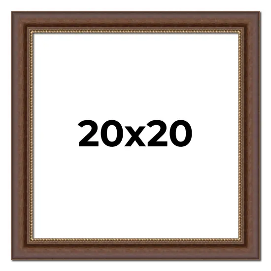 Square Traditional Brown Picture Frame - UV Acrylic, Foam Board Backing, Hanging Hardware {1}
