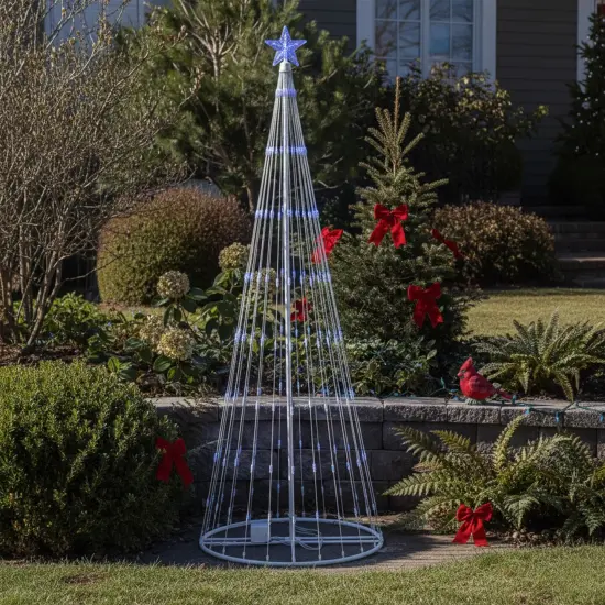 Northlight LED Lighted Show Cone Christmas Tree Outdoor Decoration - 12' - Blue Lights {4}