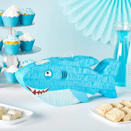 Shark Pinata, Ocean-Themed Fish Pinata, Shark Birthday Decorations, Under the Sea Party Decor (Small, 16.5x3.2x7 In) {2}