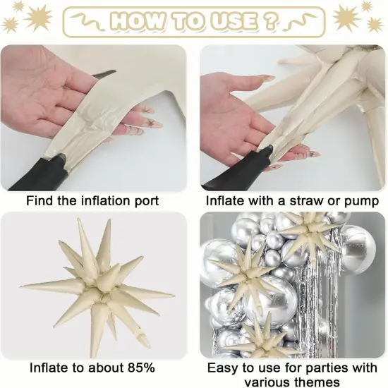 Helium Polyester Film Star Balloon for Birthday Anniversary Baby Shower Disco Party {6}