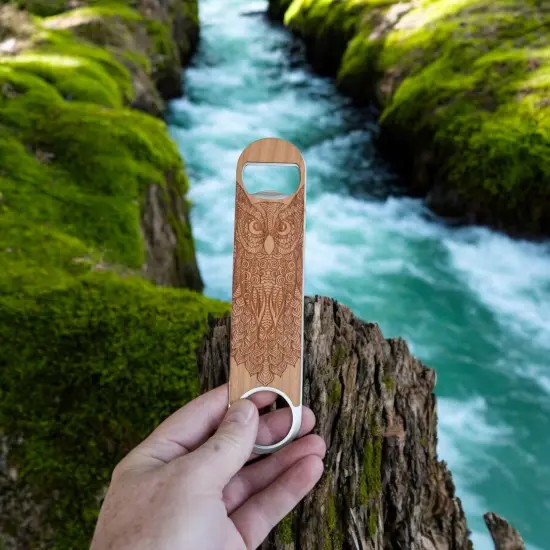 Wooden Bottle Opener - Tribal Owl {2}