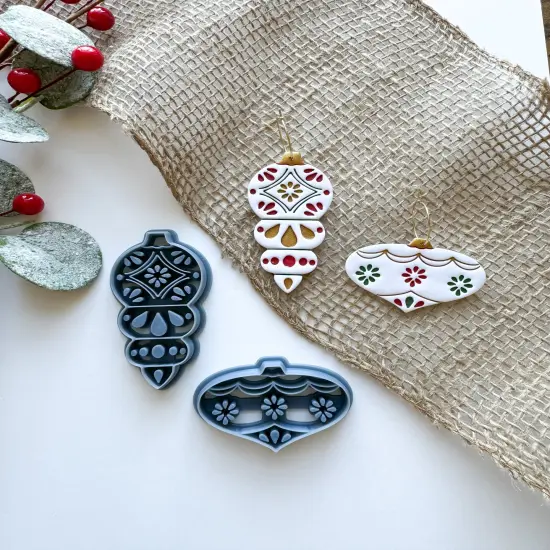 WIDE VINTAGE ORNAMENT EARRING | CHRISTMAS 2024 | CLAY CUTTER {5}