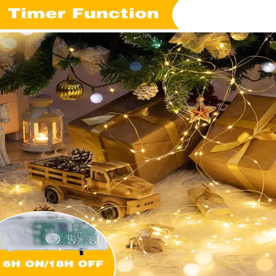 4 Pack 60 LED Fairy String Lights Battery Operated with Timer- 20FT (Warm White) {3}