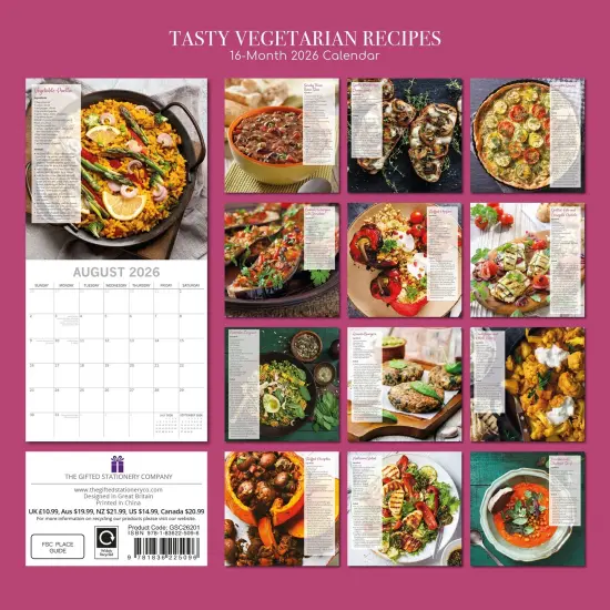 The Gifted Stationary 2026 Square Wall Calendar, Vegetarian Recipes, 16-Month Food Theme Hanging Calendar with 180 Reminder Stickers, Month Planner for Home, or Creative Spaces, 12x12 In Multicolor {4}