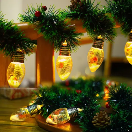 Christmas Garland with Lights, 8.2 FT Battery Operated Powerd 12 LED Bulb Lights {4}