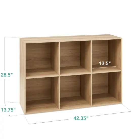 Best Choice Products 6-Cube Bookshelf, 13.5in Display Storage System, Organizer w/ Removable Back Panels Light Oak {2}
