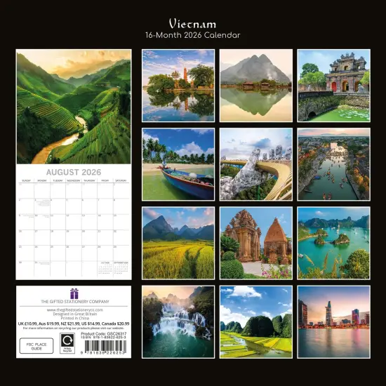 The Gifted Stationary 2026 Square Wall Calendar, Vietnam, 16-Month Passport Collection Theme Hanging Calendar with 180 Reminder Stickers, Month Planner for Home, or Creative Spaces, 12x12 In Multicolor {4}