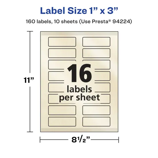 Avery Pearlized Ivory Rectangle Labels with Sure Feed Technology, Print-to-the-Edge, 1" x 3" {5}