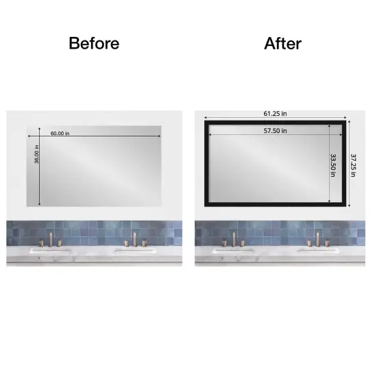 Amanti Art Mirror Makeover Bathroom Mirror Frame Border Kit- Fully Assembled Peel and Stick Frame - Mirror NOT Included - Avon Black Trim {5}