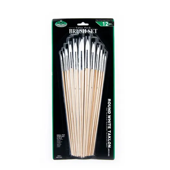 RSET-9606 | 12pc White Taklon Round Brush Set {1}