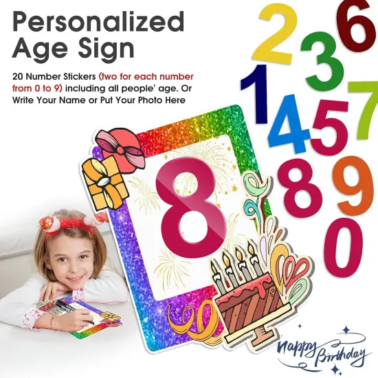 14Pcs Happy Birthday Yard Signs with Stakes, Flordeluna 16&rdquo; Large Size Birthday Lawn Sign, Happy Birthday Sign Personalized Age, Outdoor Birthday Decoration, Durable, Reusable {5}