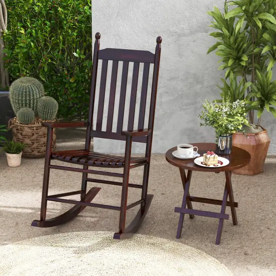 Acacia Wood Rocking Chair with Ergonomic Seat & Gentle Rocking Motion Brown {2}