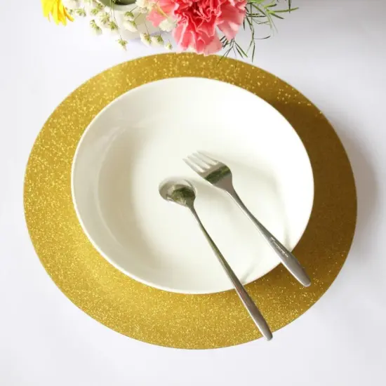 Gold Round Paper Placemats for Dinner New Years Eve Festive Party Birthday Table Decoration 12 inch Pack of 12 {4}