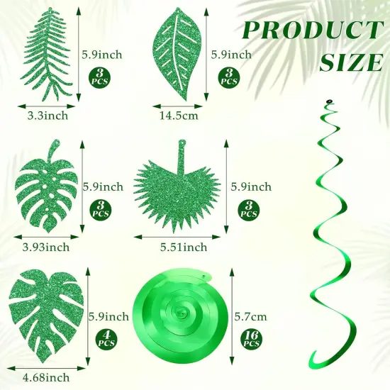 32 Pcs Hawaiian Luau Party Palm Leaves Swirl Party Decorations {2}