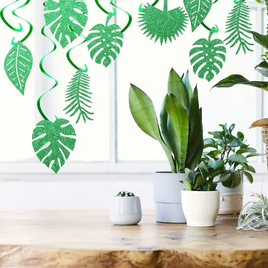 32 Pcs Hawaiian Luau Party Palm Leaves Swirl Party Decorations {4}