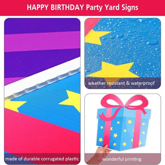 17 Piece Happy Birthday Yard Signs, 16 Inch Letters, Lawn Signs with Stakes, Waterproof, Multicolor, Contemporary Style, Birthday Theme, DECORATIVE SIGN, Ground Mount, Signs {3}