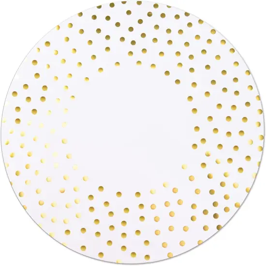 50 Pcs 14 Inch White and Gold Foil Paper Place Mats Golden Polka Dots Round Placemats Disposable Decorative Table Mats for Wedding Banquet Party Home Dining Table Decor {1}