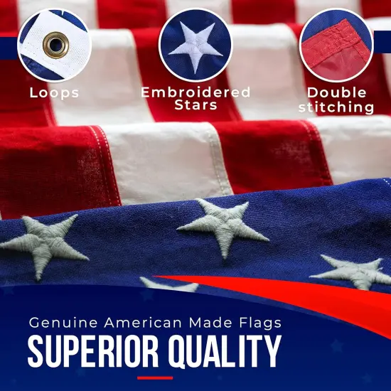 2.5x4 American Flags for Outside | Amercian Flag Made in USA Heavy Duty American Flags for Outside 2.5x4 with Embroidered Stars and Sewn Stripes American Flags for Outdoor High Wind- All Weather US {2}